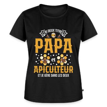 Papa Apiculteur Homme Abeilles Abeille Apiculture - T-shirt Premium bio Femme - noir - Devant - Selfina (174cm)