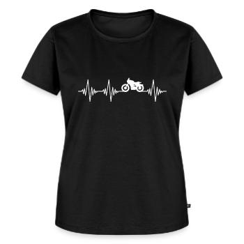 Motorrad Herzschlag - Frauen Premium Bio T-Shirt - Schwarz - Vorne - Selfina (174cm)