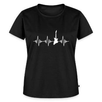 E Gitarre Herzschlag - Frauen Premium Bio T-Shirt - Schwarz - Vorne - Selfina (174cm)