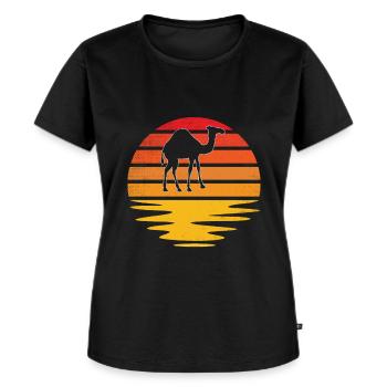 Camel Rétro - T-shirt Premium bio Femme - noir - Devant - Selfina (174cm)