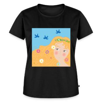 Feder - Frauen Premium Bio T-Shirt - Schwarz - Vorne - Selfina (174cm)