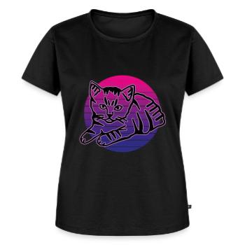 Retro Katze Grafik Katze für Katzenbesitzer - Frauen Premium Bio T-Shirt - Schwarz - Vorne - Selfina (174cm)