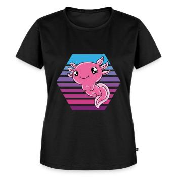 Süßes Axolotl Lustiges Axolotl - Frauen Premium Bio T-Shirt - Schwarz - Vorne - Selfina (174cm)