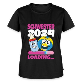 Schwester werden Schwester 2024 - Frauen Premium Bio T-Shirt - Schwarz - Vorne - Selfina (174cm)