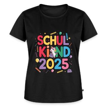 Schulkind 2025 Einschulung Schulanfang - Frauen Premium Bio T-Shirt - Schwarz - Vorne - Selfina (174cm)