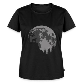 Lagotto Romagnolo Mond Silhouette - Frauen Premium Bio T-Shirt - Schwarz - Vorne - Selfina (174cm)