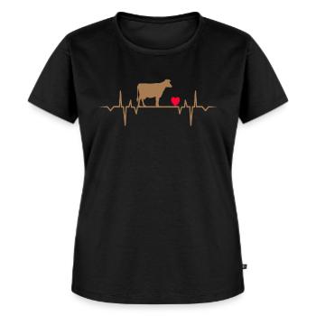 kuh kühe herzschlag herz rind rinder farm bauer - Frauen Premium Bio T-Shirt - Schwarz - Vorne - Selfina (174cm)