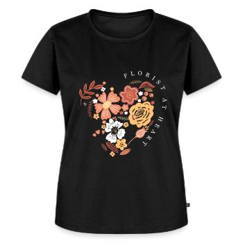 Belle fleur coeur jardinage Amateurs de plantes - T-shirt Premium bio Femme - noir - Devant - Selfina (174cm)