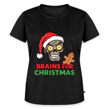 Christmas Zombie - Brains for Christmas - Women's Premium Organic T-shirt - black - Front - Selfina (174cm)