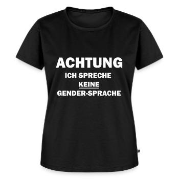 Gendern, Spruch, Politisch, deutsche Sprache - Frauen Premium Bio T-Shirt - Schwarz - Vorne - Selfina (174cm)