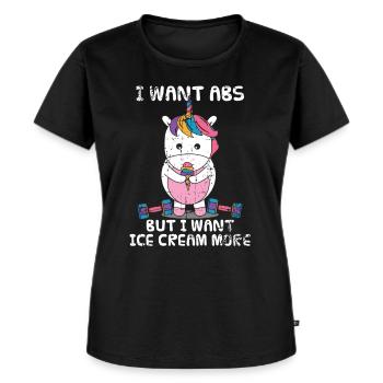 Einhorn Eis Hanteln Geschenk - Frauen Premium Bio T-Shirt - Schwarz - Vorne - Selfina (174cm)