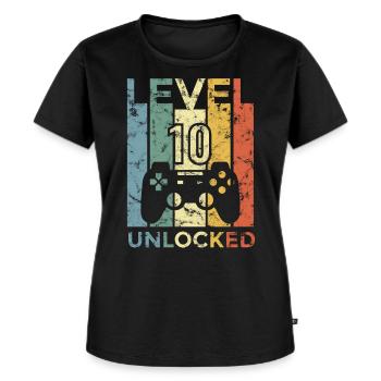 10. Geburtstag Level 10 Freigeschaltet Geschenk - Frauen Premium Bio T-Shirt - Schwarz - Vorne - Selfina (174cm)