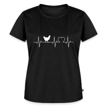 Huhn Herzschlag Hühner EKG Herz - Frauen Premium Bio T-Shirt - Schwarz - Vorne - Selfina (174cm)