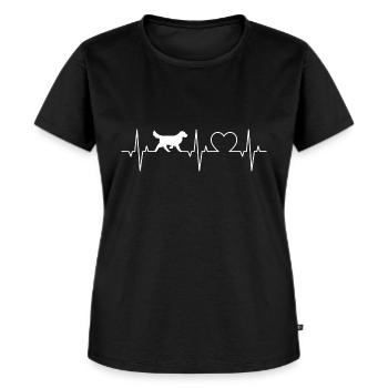 Golden Retriever Herzschlag Hunde Herz - Frauen Premium Bio T-Shirt - Schwarz - Vorne - Selfina (174cm)