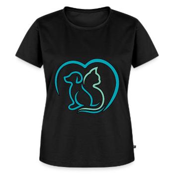 Chat et chien bleus. - T-shirt Premium bio Femme - noir - Devant - Selfina (174cm)