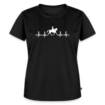 Heartbea Pferd Herzschlag T-Shirts - Frauen Premium Bio T-Shirt - Schwarz - Vorne - Selfina (174cm)