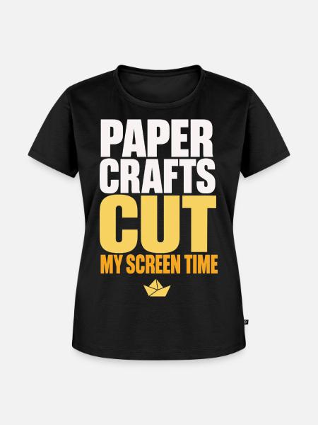 Paper Crafts Cut My Screen Time - Frauen Premium Bio T-Shirt - Schwarz