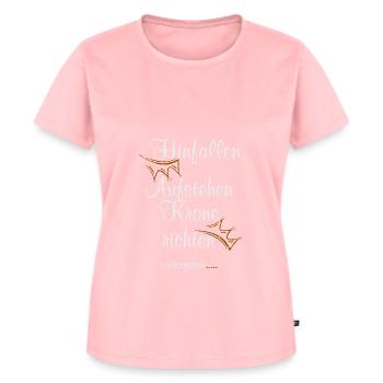 Hinfallen Aufstehen Krone richten Weitergehen - Frauen Premium Bio T-Shirt - Rosa - Vorne - AI Model Female 172 dark (172cm)