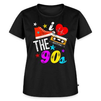 i love the 90s - Frauen Premium Bio T-Shirt - Schwarz - Vorne - Selfina (174cm)