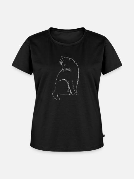 Katze Umriss - Frauen Premium Bio T-Shirt - Schwarz