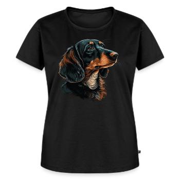 Dackel - Frauen Premium Bio T-Shirt - Schwarz - Vorne - Selfina (174cm)