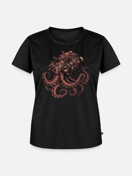 Steampunk Kraken - Frauen Premium Bio T-Shirt - Schwarz
