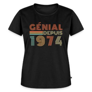 Génial Depuis 1974 Cadeau Retro Anniversaire - T-shirt Premium bio Femme - noir - Devant - Selfina (174cm)