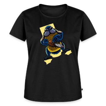 Monster Tiere - Kettensäge Blaumeise - Frauen Premium Bio T-Shirt - Schwarz - Vorne - Selfina (174cm)