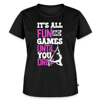 Tout est amusant et jeux jusqu’à - Aerial Silk - T-shirt Premium bio Femme - noir - Devant - Selfina (174cm)