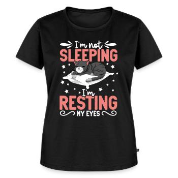 Je ne dors pas - chat - T-shirt Premium bio Femme - noir - Devant - Selfina (174cm)