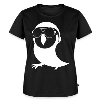 Drôle d’oiseau portant des lunettes de soleil Cool Bourke’s Parak - T-shirt Premium bio Femme - noir - Devant - Selfina (174cm)