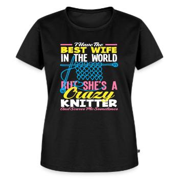 Beste Frau Der Welt Strickverrückt - Frauen Premium Bio T-Shirt - Schwarz - Vorne - Selfina (174cm)