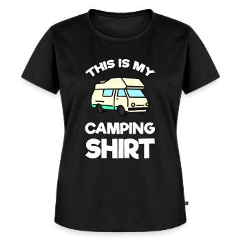 Camping Shirt Camper - Frauen Premium Bio T-Shirt - Schwarz - Vorne - Selfina (174cm)