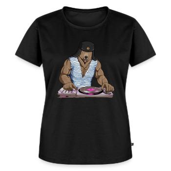 Russischer Diskjockey Bär - Frauen Premium Bio T-Shirt - Schwarz - Vorne - Selfina (174cm)