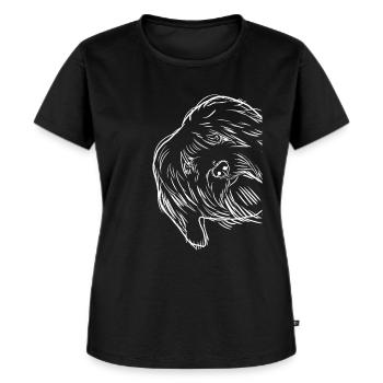 Neugieriger Tibet Terrier Hund - Frauen Premium Bio T-Shirt - Schwarz - Vorne - Selfina (174cm)