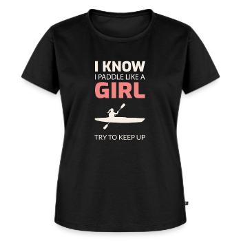 Kajakfahren lustig - Frauen Premium Bio T-Shirt - Schwarz - Vorne - Selfina (174cm)