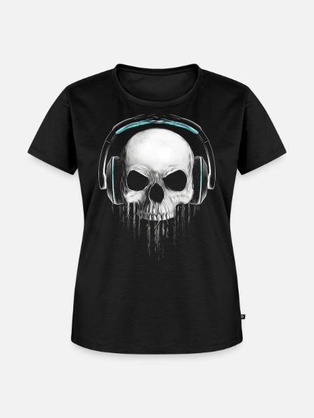Headphone Skull - Frauen Premium Bio T-Shirt - Schwarz