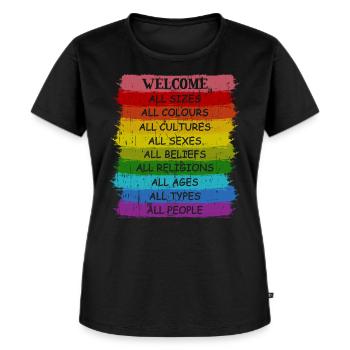 Regenbogen Pride LGBT Toleranz Liebe Gewinnt - Frauen Premium Bio T-Shirt - Schwarz - Vorne - Selfina (174cm)