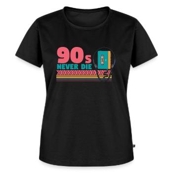 90s never die-90iger Jahre - Frauen Premium Bio T-Shirt - Schwarz - Vorne - Selfina (174cm)