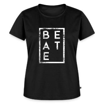 Beate Minimalismus - Frauen Premium Bio T-Shirt - Schwarz - Vorne - Selfina (174cm)