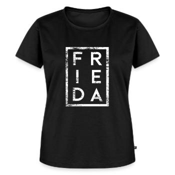 Frieda Minimalismus - Frauen Premium Bio T-Shirt - Schwarz - Vorne - Selfina (174cm)