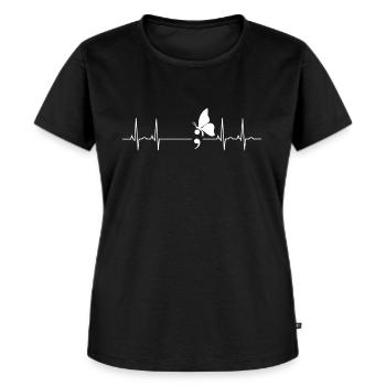semicolon ekg butterfly semicolon gift idea - Women's Premium Organic T-shirt - black - Front - Selfina (174cm)