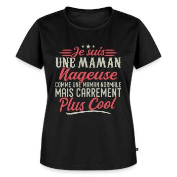 Je suis une maman Nageuse, carrément cool - T-shirt Premium bio Femme - noir - Devant - Selfina (174cm)