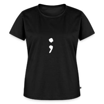 Depression Awareness Semikolon - Frauen Premium Bio T-Shirt - Schwarz - Vorne - Selfina (174cm)