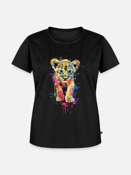 Löwe - Frauen Premium Bio T-Shirt - Schwarz