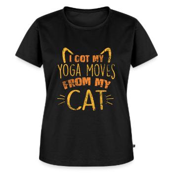 Yoga Katze - Frauen Premium Bio T-Shirt - Schwarz - Vorne - Selfina (174cm)
