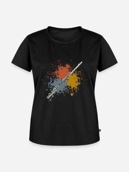 Querflöte retro - Frauen Premium Bio T-Shirt - Schwarz