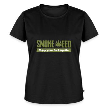 Gras Kiffen - Frauen Premium Bio T-Shirt - Schwarz - Vorne - Selfina (174cm)