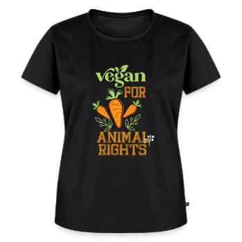 Les végétaliens pour les droits des animaux - T-shirt Premium bio Femme - noir - Devant - Selfina (174cm)