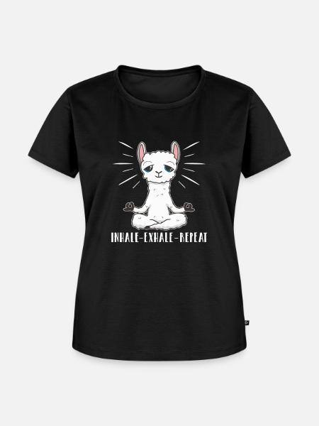 Einatmen - Ausatmen - Wiederholen - Frauen Premium Bio T-Shirt - Schwarz
